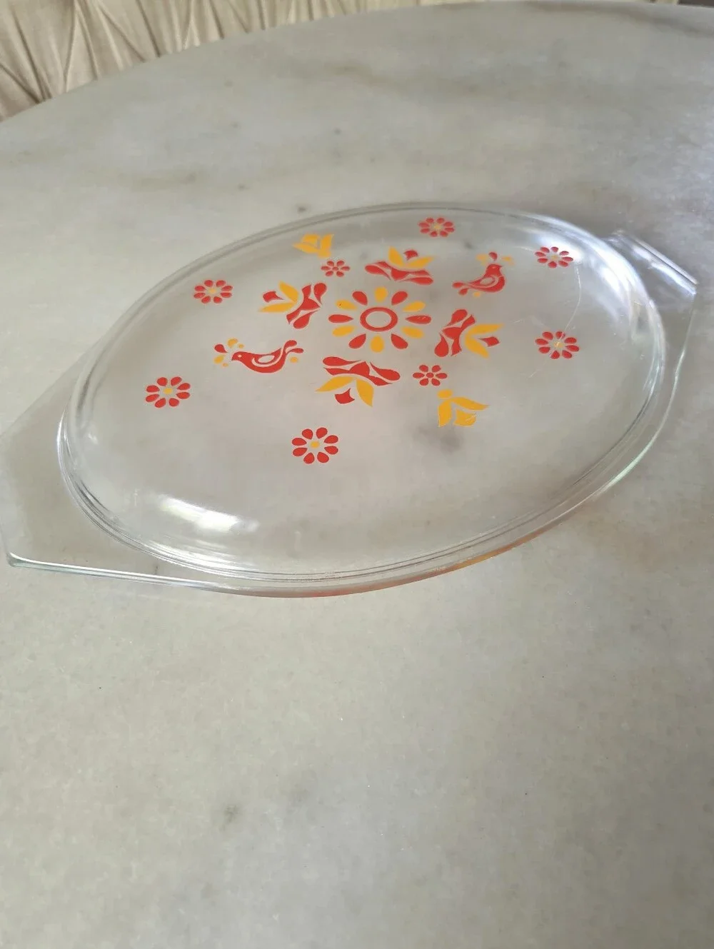 Vintage PYREX Friendship (Red Bird Friendship Birds) Oval Casserole Lid 945 C11